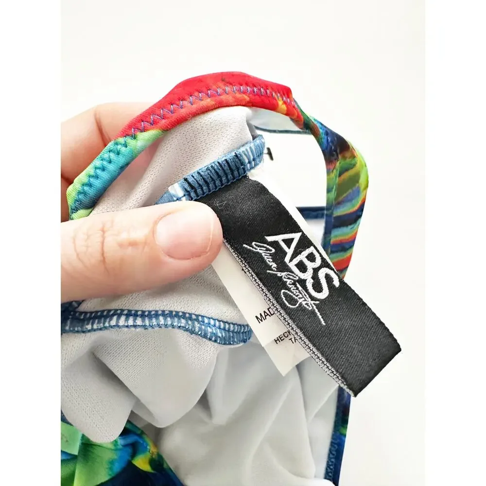 ABS by Allen Schwartz Tropical Parrot Print One Shoulder‎ One Piece Swimsuit 4
